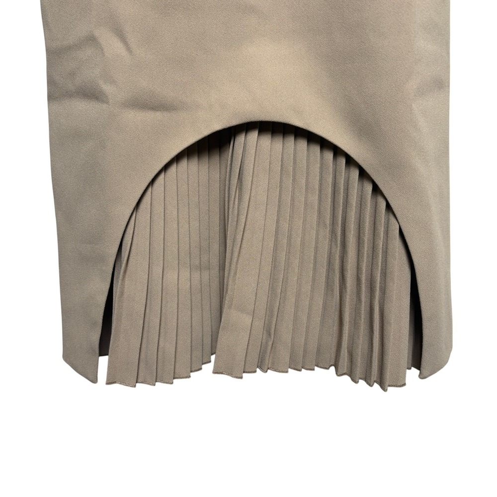 NWT Karen Millen Beige Military Pleated Arched Hem Cap Sleeve Dress Womens US 2 - Picture 3 of 9